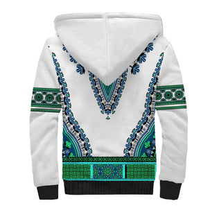 Africa Sherpa Hoodie African Dashiki Royal Turquoise Version