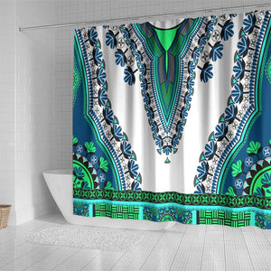 Africa Shower Curtain African Dashiki Royal Turquoise Version