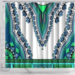 Africa Shower Curtain African Dashiki Royal Turquoise Version