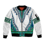 Africa Sleeve Zip Bomber Jacket African Dashiki Royal Turquoise Version