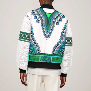 Africa Sleeve Zip Bomber Jacket African Dashiki Royal Turquoise Version