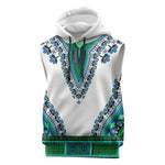 Africa Sleeveless Hoodie African Dashiki Royal Turquoise Version - African Pride