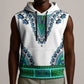 Africa Sleeveless Hoodie African Dashiki Royal Turquoise Version - African Pride