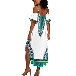 Africa Summer Maxi Dress African Dashiki Royal Turquoise Version