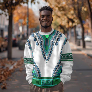 Africa Sweatshirt African Dashiki Royal Turquoise Version