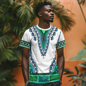 Africa T shirt African Dashiki Royal Turquoise Version