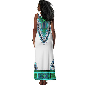 Africa Tank Maxi Dress African Dashiki Royal Turquoise Version