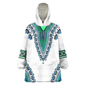 Africa Wearable Blanket Hoodie African Dashiki Royal Turquoise Version