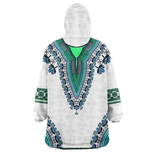 Africa Wearable Blanket Hoodie African Dashiki Royal Turquoise Version