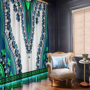 Africa Window Curtain African Dashiki Royal Turquoise Version