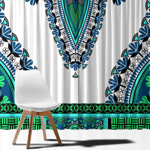 Africa Window Curtain African Dashiki Royal Turquoise Version