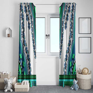 Africa Window Curtain African Dashiki Royal Turquoise Version