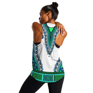 Africa Women Racerback Tank African Dashiki Royal Turquoise Version