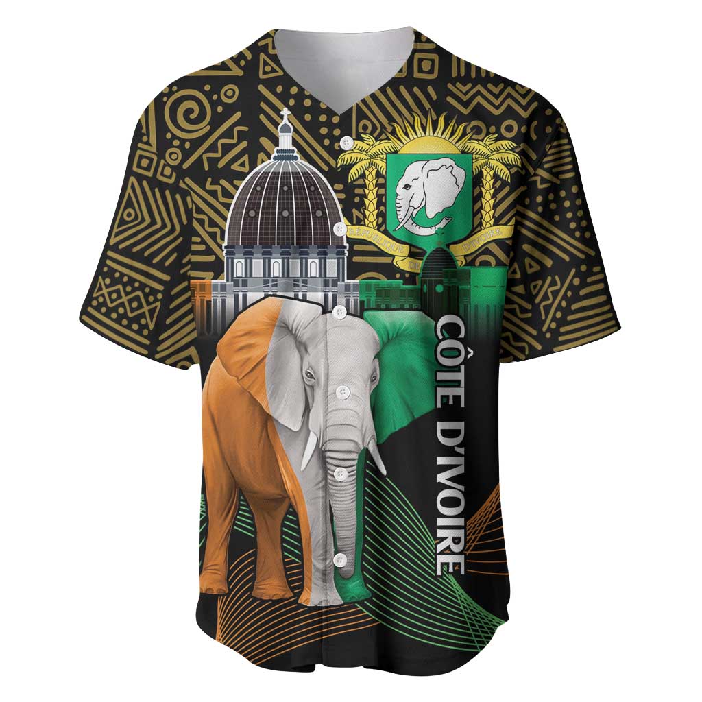 Personalized Cote dIvoire Independence Day Baseball Jersey Ivory Coast Elephant African Pattern