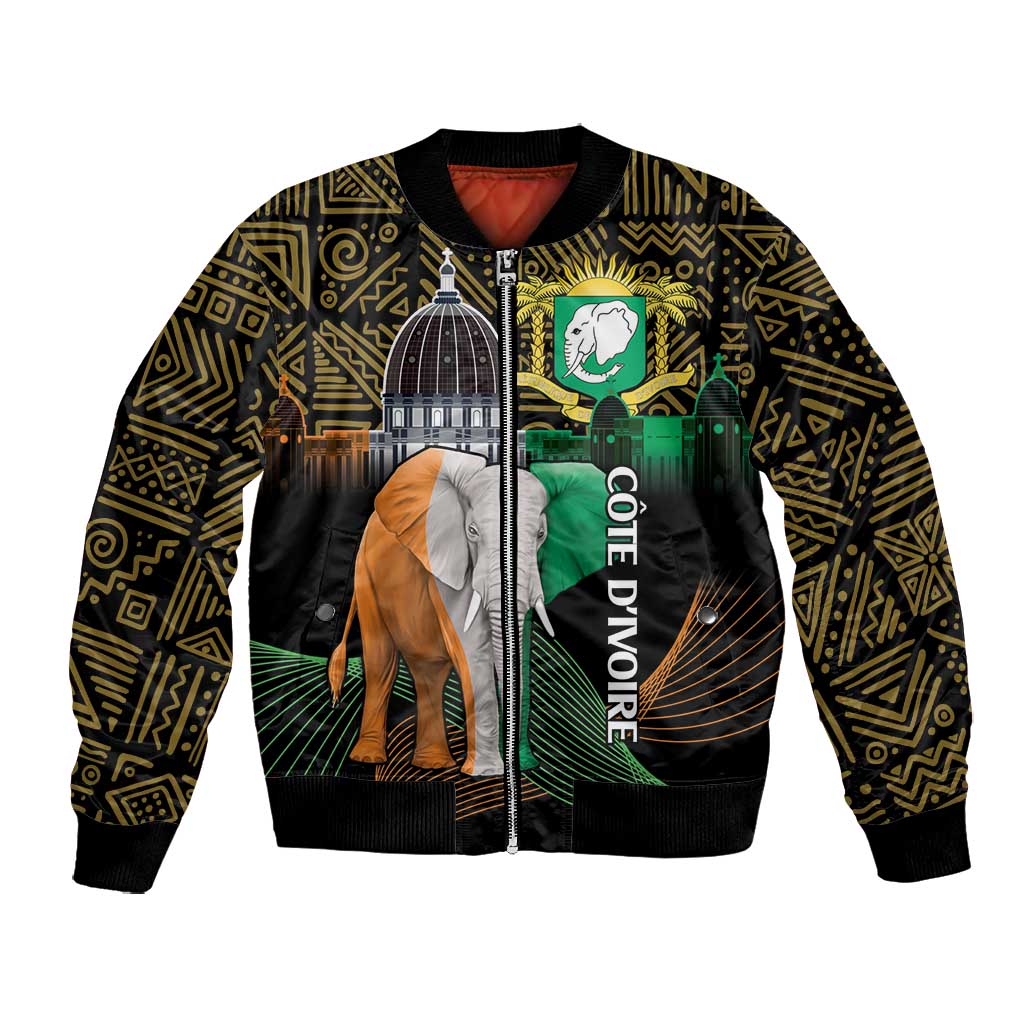 Personalized Cote dIvoire Independence Day Bomber Jacket Ivory Coast Elephant African Pattern