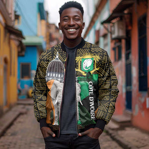 Personalized Cote dIvoire Independence Day Bomber Jacket Ivory Coast Elephant African Pattern