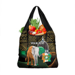Personalized Cote dIvoire Independence Day Grocery Bag Ivory Coast Elephant African Pattern