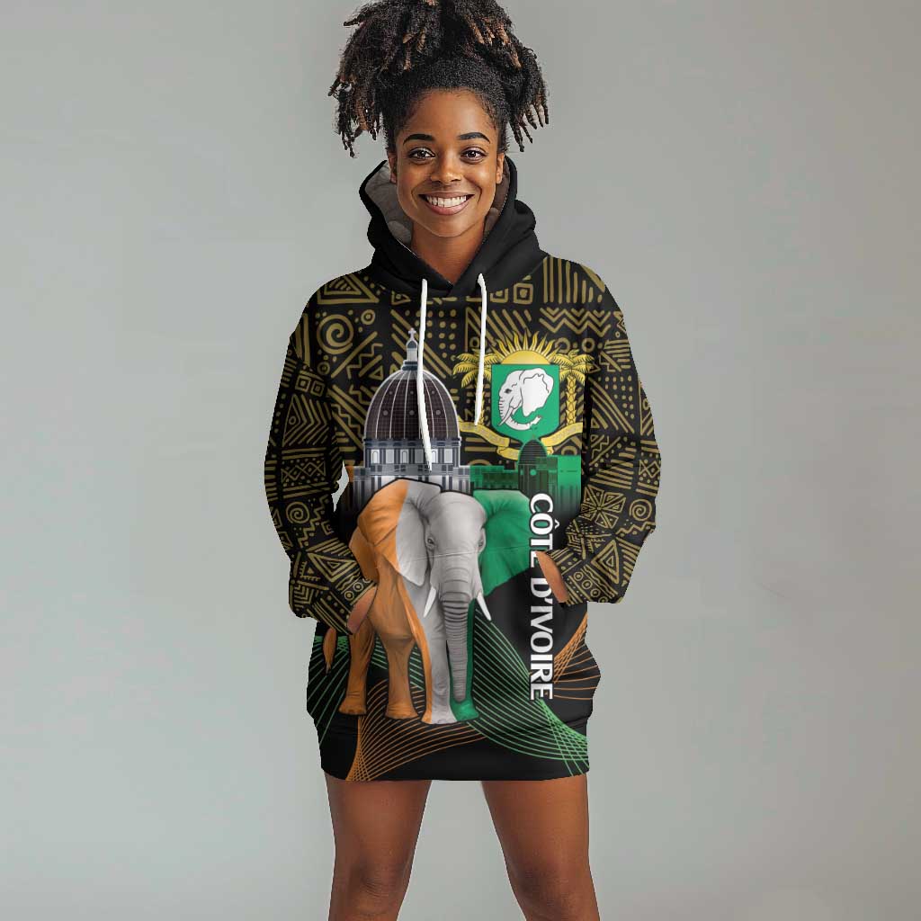 Personalized Cote dIvoire Independence Day Hoodie Dress Ivory Coast Elephant African Pattern