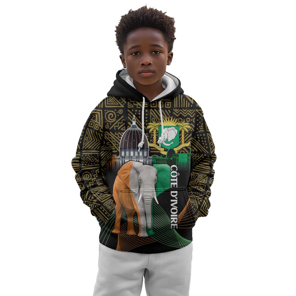 Personalized Cote dIvoire Independence Day Kid Hoodie Ivory Coast Elephant African Pattern