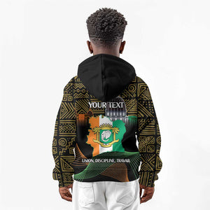 Personalized Cote dIvoire Independence Day Kid Hoodie Ivory Coast Elephant African Pattern