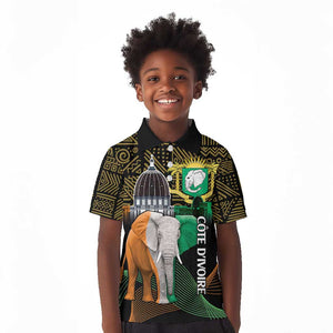 Personalized Cote dIvoire Independence Day Kid Polo Shirt Ivory Coast Elephant African Pattern