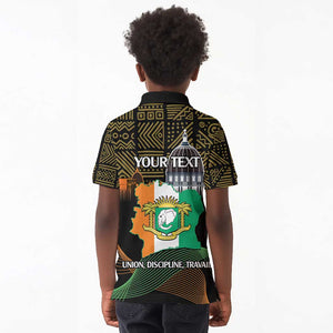 Personalized Cote dIvoire Independence Day Kid Polo Shirt Ivory Coast Elephant African Pattern