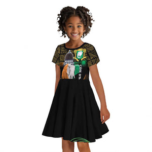 Personalized Cote dIvoire Independence Day Kid Short Sleeve Dress Ivory Coast Elephant African Pattern