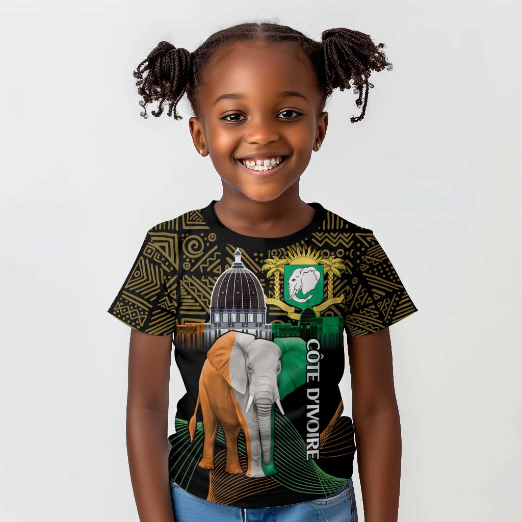 Personalized Cote dIvoire Independence Day Kid T shirt Ivory Coast Elephant African Pattern