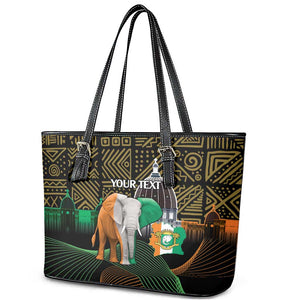 Personalized Cote dIvoire Independence Day Leather Tote Bag Ivory Coast Elephant African Pattern