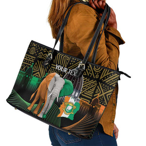 Personalized Cote dIvoire Independence Day Leather Tote Bag Ivory Coast Elephant African Pattern