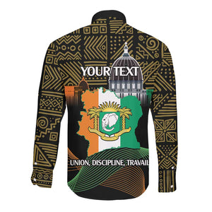 Personalized Cote dIvoire Independence Day Long Sleeve Button Shirt Ivory Coast Elephant African Pattern