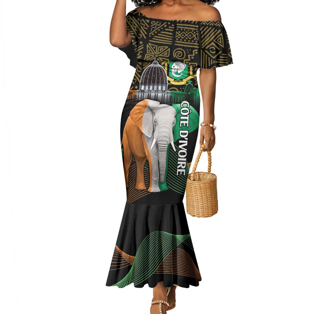 Personalized Cote dIvoire Independence Day Mermaid Dress Ivory Coast Elephant African Pattern