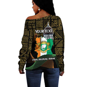 Personalized Cote dIvoire Independence Day Off Shoulder Sweater Ivory Coast Elephant African Pattern