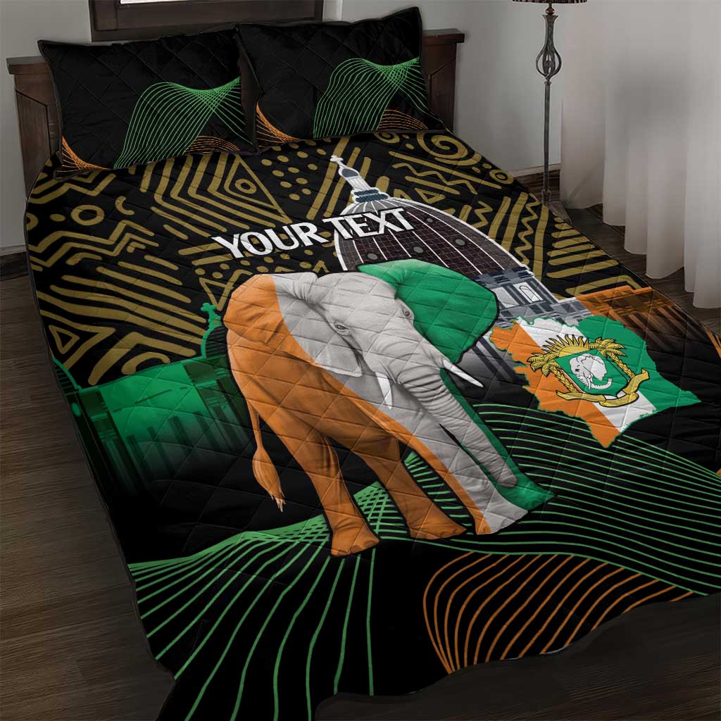 Personalized Cote dIvoire Independence Day Quilt Bed Set Ivory Coast Elephant African Pattern