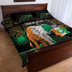 Personalized Cote dIvoire Independence Day Quilt Bed Set Ivory Coast Elephant African Pattern