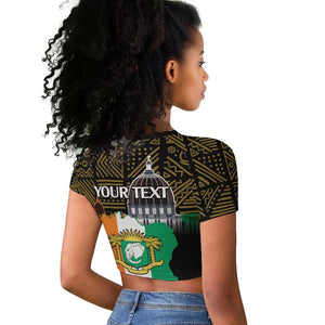 Personalized Cote dIvoire Independence Day Raglan Cropped T shirt Ivory Coast Elephant African Pattern