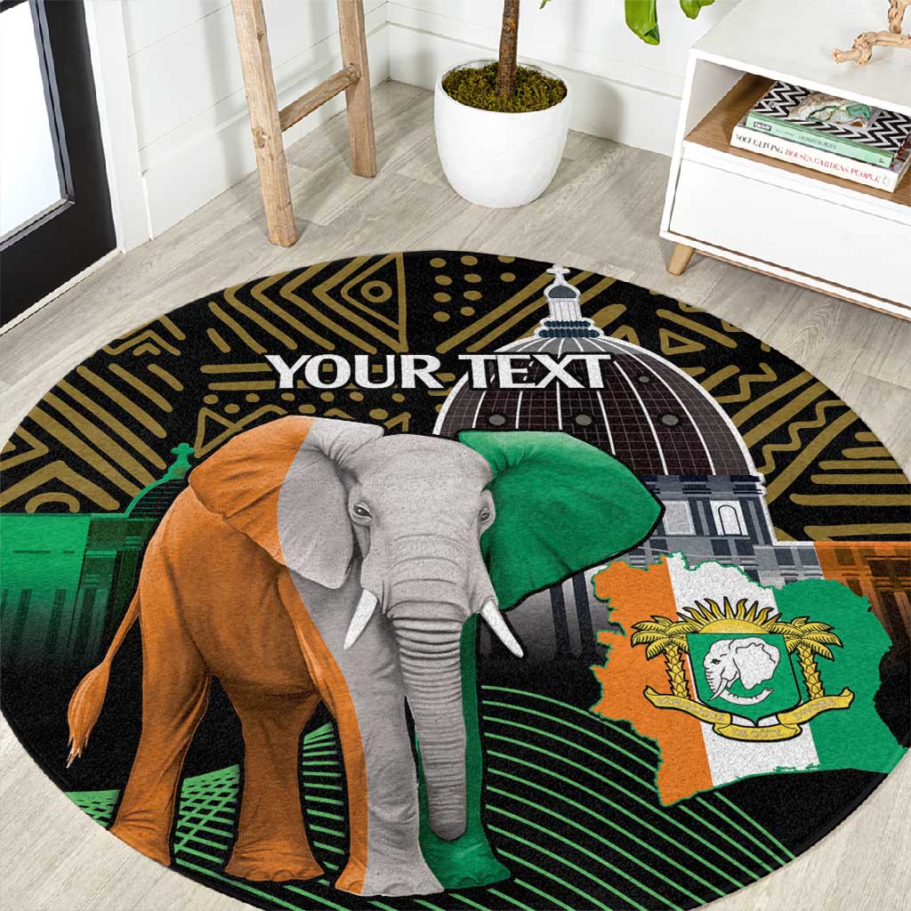 Personalized Cote dIvoire Independence Day Round Carpet Ivory Coast Elephant African Pattern