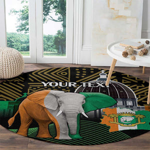 Personalized Cote dIvoire Independence Day Round Carpet Ivory Coast Elephant African Pattern