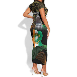 Personalized Cote dIvoire Independence Day Short Sleeve Bodycon Dress Ivory Coast Elephant African Pattern LT14