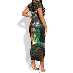 Personalized Cote dIvoire Independence Day Short Sleeve Bodycon Dress Ivory Coast Elephant African Pattern