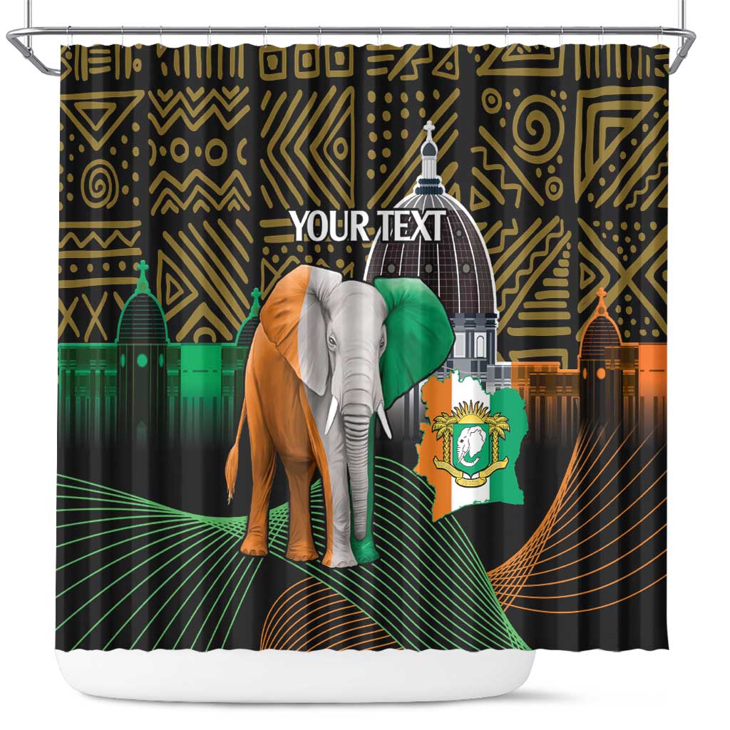 Personalized Cote dIvoire Independence Day Shower Curtain Ivory Coast Elephant African Pattern