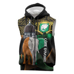 Personalized Cote dIvoire Independence Day Sleeveless Zip Hoodie Ivory Coast Elephant African Pattern - African Pride