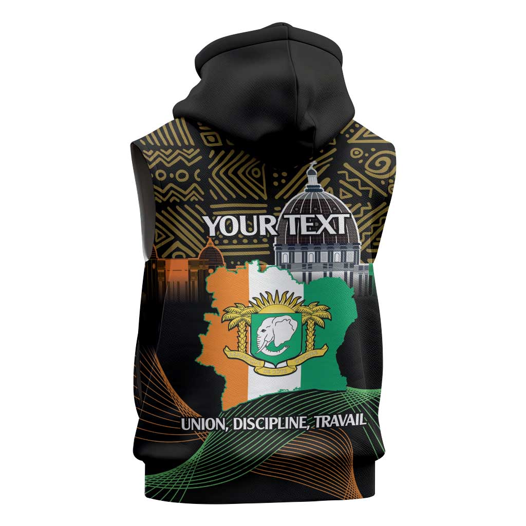 Personalized Cote dIvoire Independence Day Sleeveless Zip Hoodie Ivory Coast Elephant African Pattern - African Pride