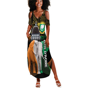 Personalized Cote dIvoire Independence Day Summer Maxi Dress Ivory Coast Elephant African Pattern