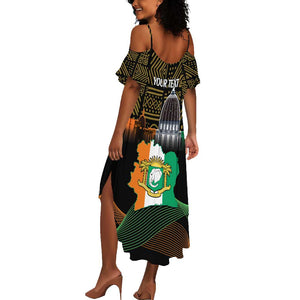 Personalized Cote dIvoire Independence Day Summer Maxi Dress Ivory Coast Elephant African Pattern