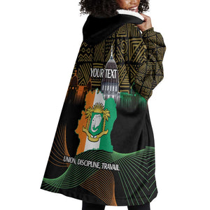 Personalized Cote dIvoire Independence Day Wearable Blanket Hoodie Ivory Coast Elephant African Pattern