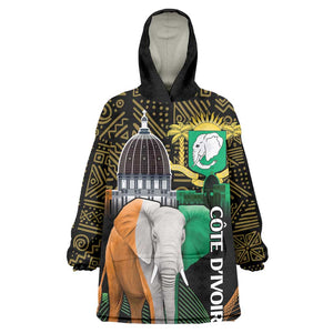 Personalized Cote dIvoire Independence Day Wearable Blanket Hoodie Ivory Coast Elephant African Pattern