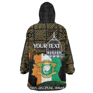 Personalized Cote dIvoire Independence Day Wearable Blanket Hoodie Ivory Coast Elephant African Pattern