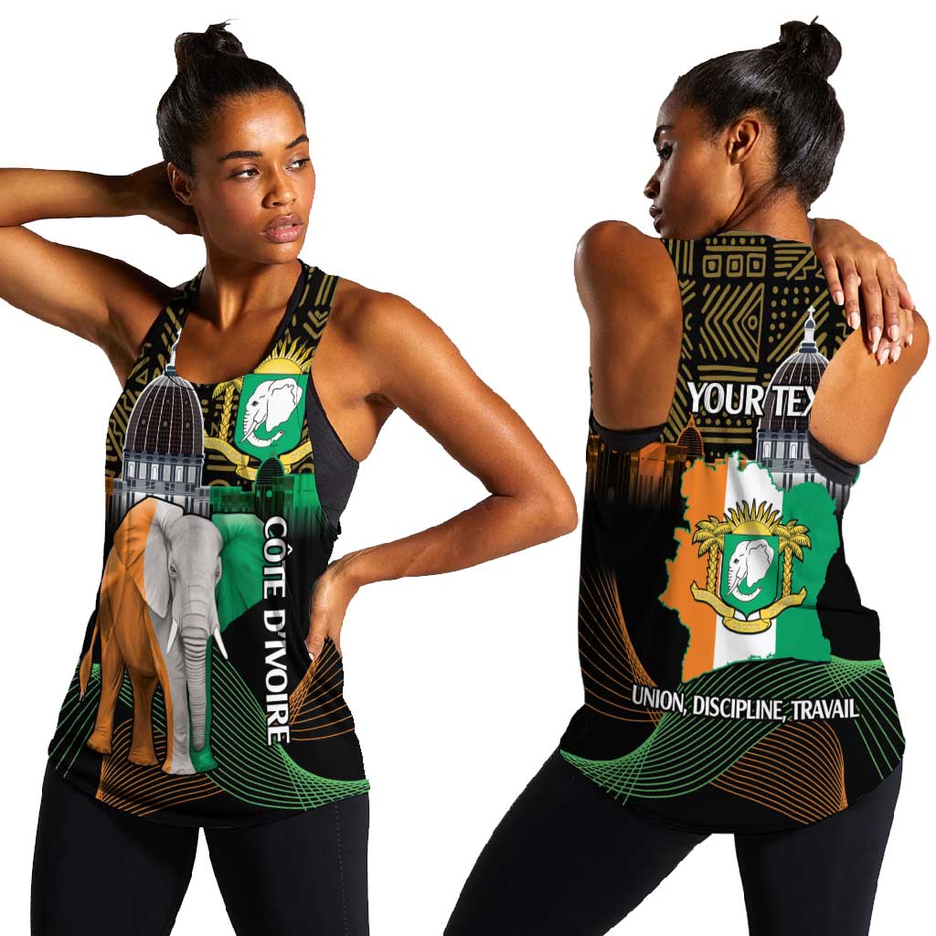 Personalized Cote dIvoire Independence Day Women Racerback Tank Ivory Coast Elephant African Pattern