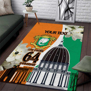 Personalized Ivory Coast Independence Day Area Rug Ornithogalum Arabicum Happy 64 Years Anniversary